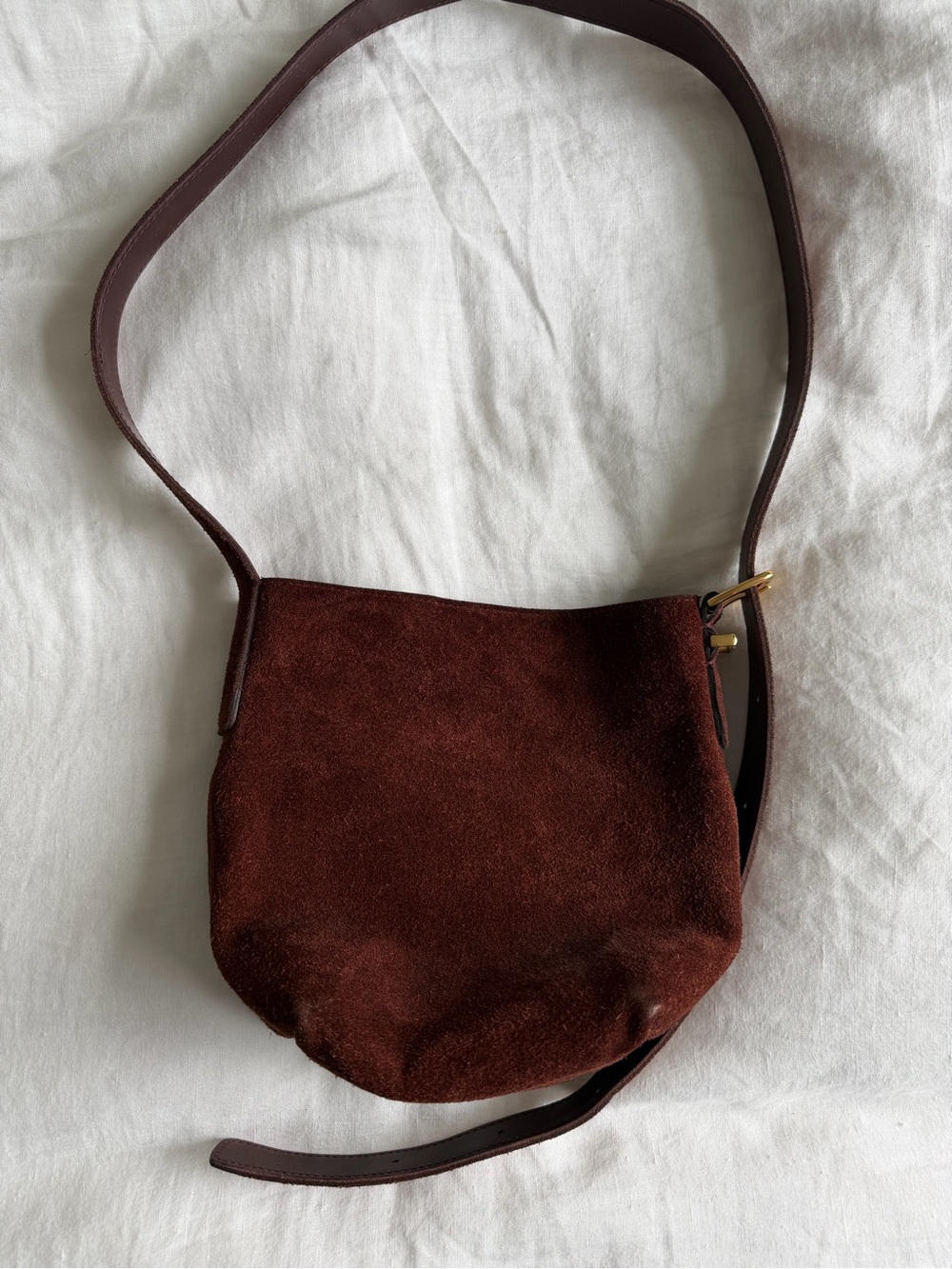 madewell brown suede bucket bag